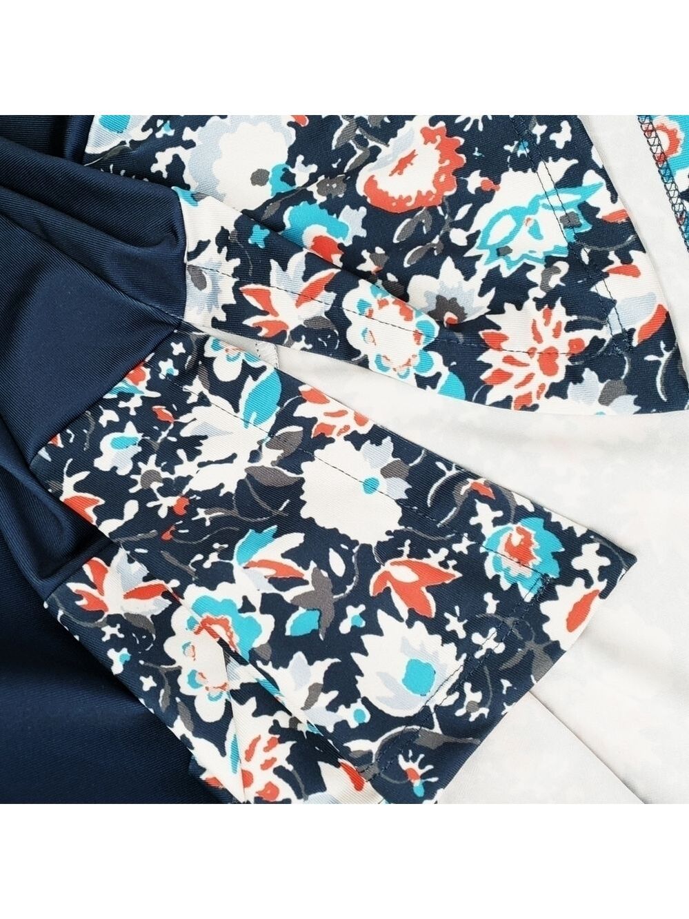 Floral Trim Navy Tank Top - Picture 5 of 7